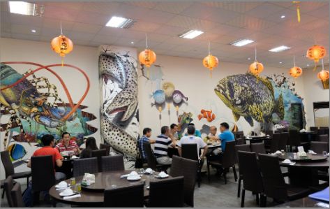 大兴海鲜餐厅墙体彩绘
